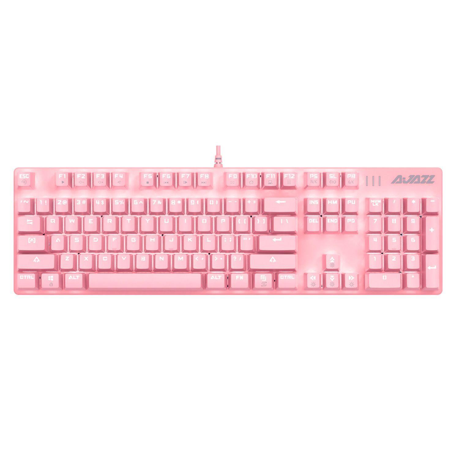 Teclado mecánico rosa switch red robocop 104k-2