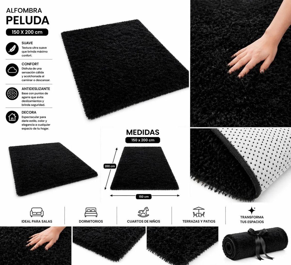 Alfombra Rectangular Peluda 150x200 cm Pelo Largo Super Suave-7