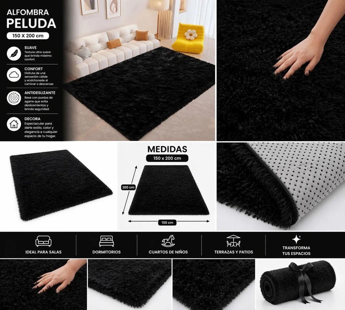 Alfombra Rectangular Peluda 150x200 cm Pelo Largo Super Suave-8