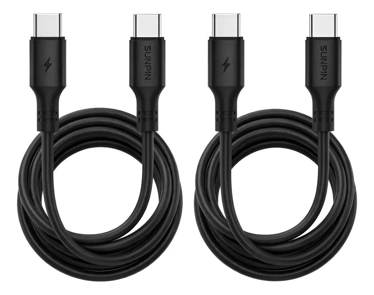 Cable Usb Type c Pack 2 Carga Rapida 3 1 Amp Silicona Negro-0