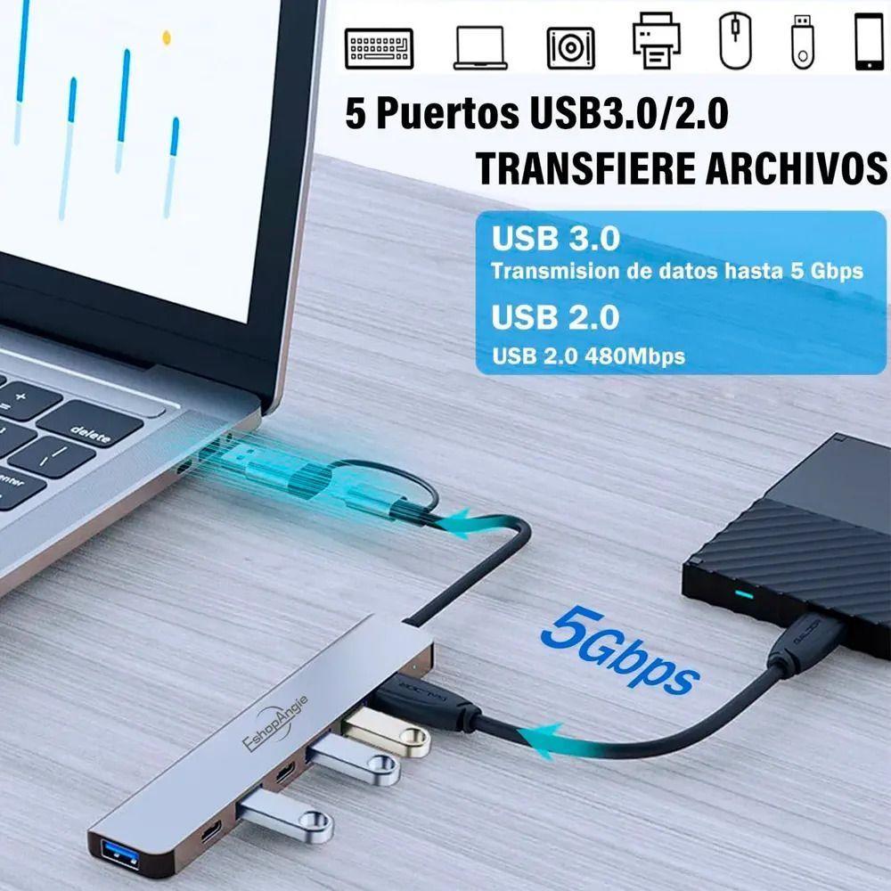 Hub Adaptador Usb Tipo C 7 En 2 Para Mac Macbook Windows Pc-3