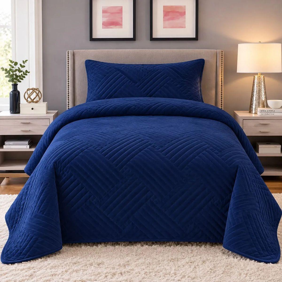 Cubrecama Quilt 1 5 Plazas Cobertor Verano Liviano con 1 Funda-5