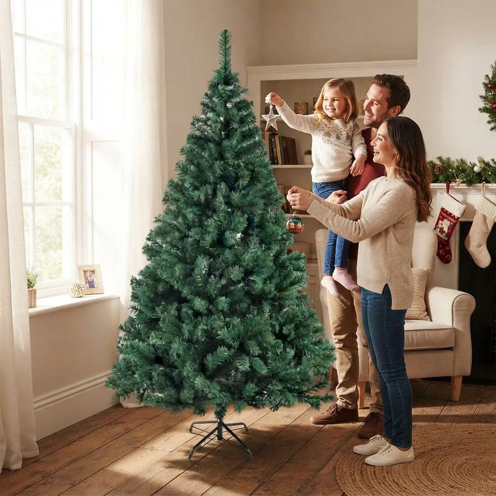 Arbol De Navidad Frondoso Artificial 150 Cm Verde Con Base Verde-3