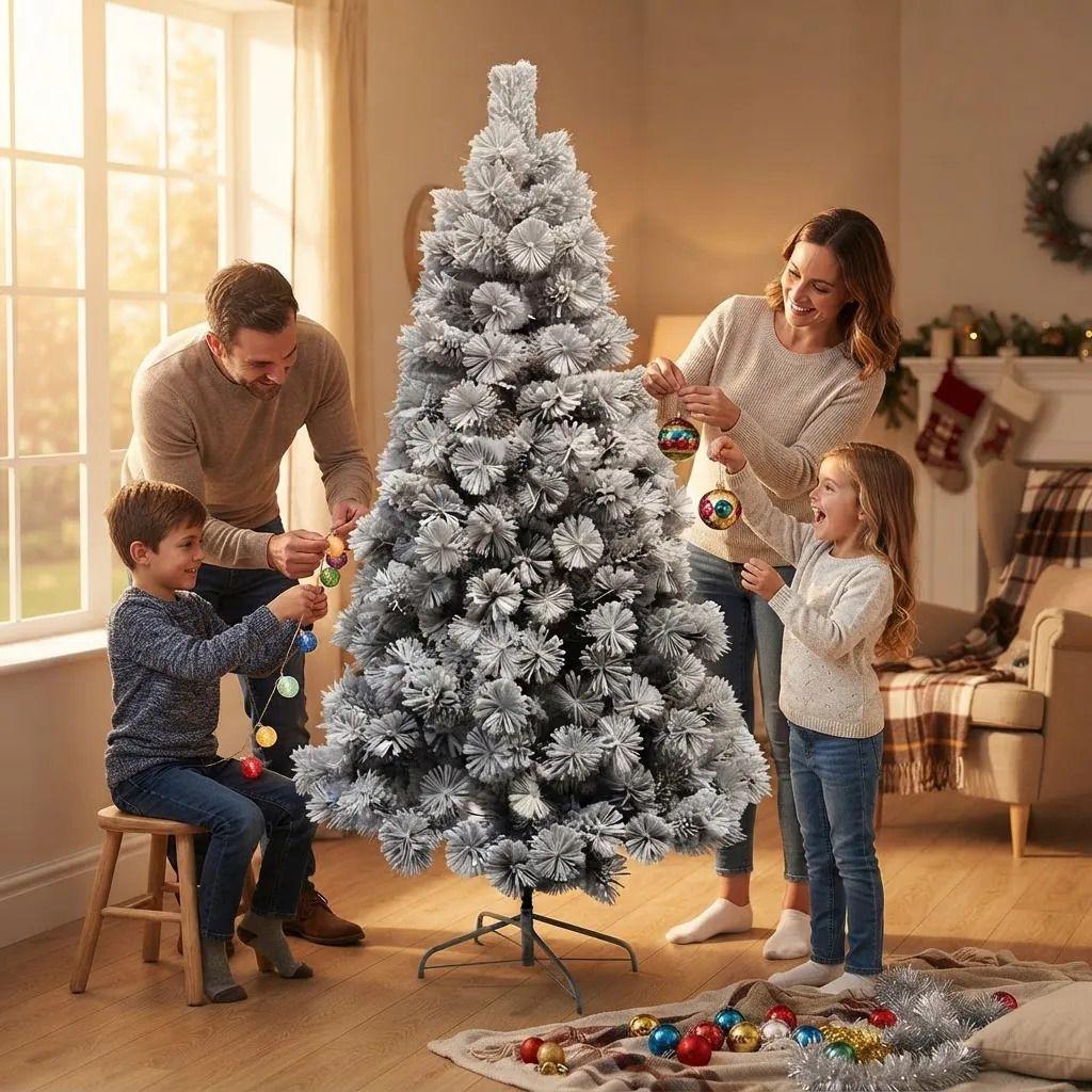 Arbol De Navidad Nevado 240 Cm Frondoso Tupido Premium Blanco-2