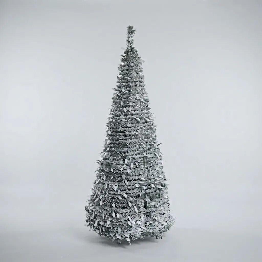 Árbol De Navidad Plegable Nevado Artificial 180 Cm Con Base-4