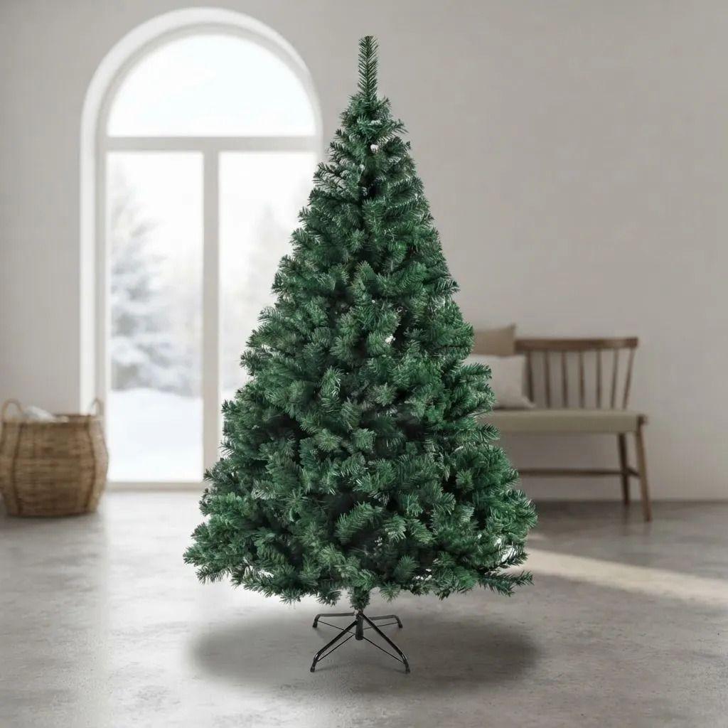Arbol De Navidad Frondoso Artificial 210 Cm Verde Con Base Verde-0