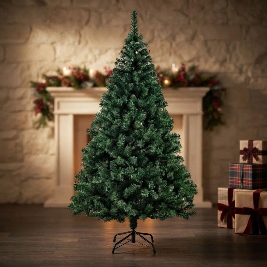 Arbol De Navidad Frondoso Artificial 210 Cm Verde Con Base Verde-1