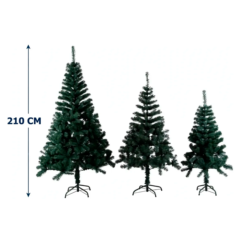Arbol De Navidad Artificial 210 Cm Verde Con Base Metalica Verde-1