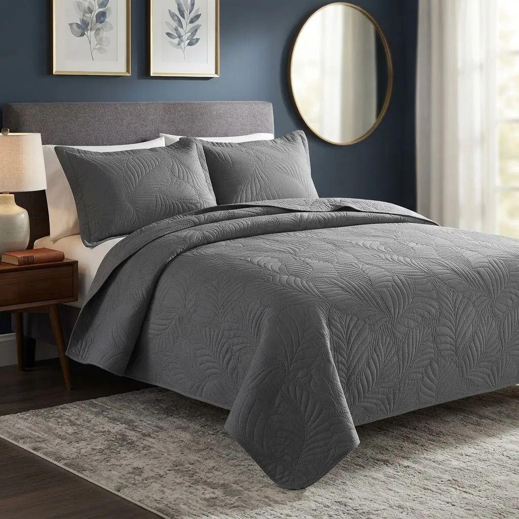 Cubrecama Quilt 2 Plazas Rayas Cobertor Verano Liviano con 2 Fundas-0