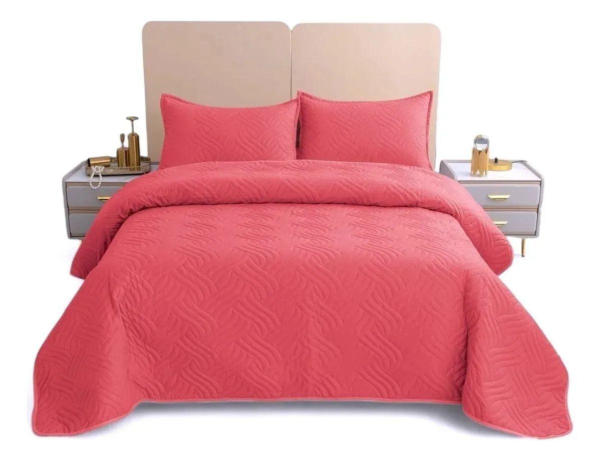 Cubrecama Quilt 2 Plazas Rayas Cobertor Verano Liviano con 2 Fundas-2
