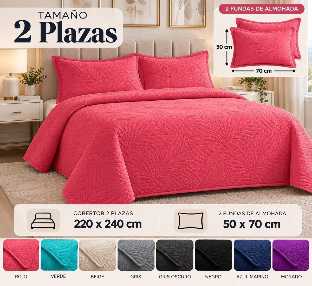 Cubrecama Quilt 2 Plazas Rayas Cobertor Verano Liviano con 2 Fundas-4