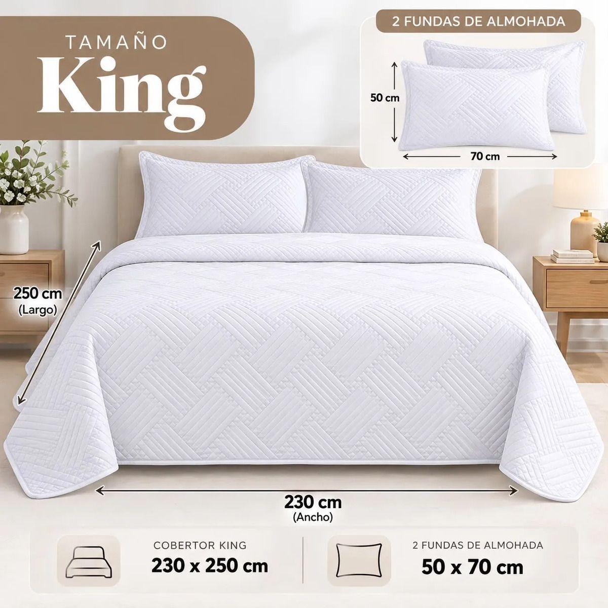 Cubrecama Quilt King Cobertor Verano Liviano con 2 Fundas-9