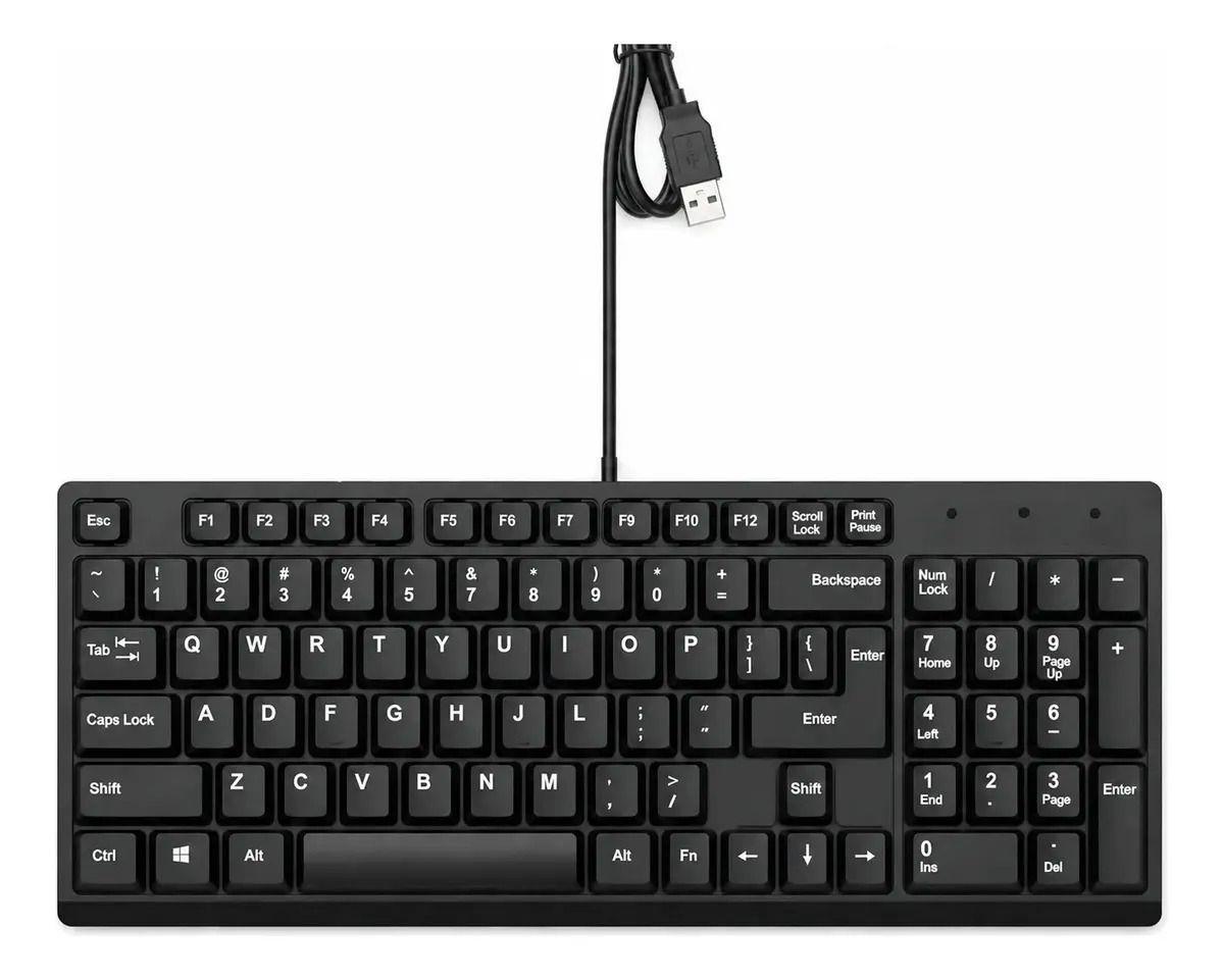 Teclado Usb Espa ol Negro Qwerty Multifuncional-0