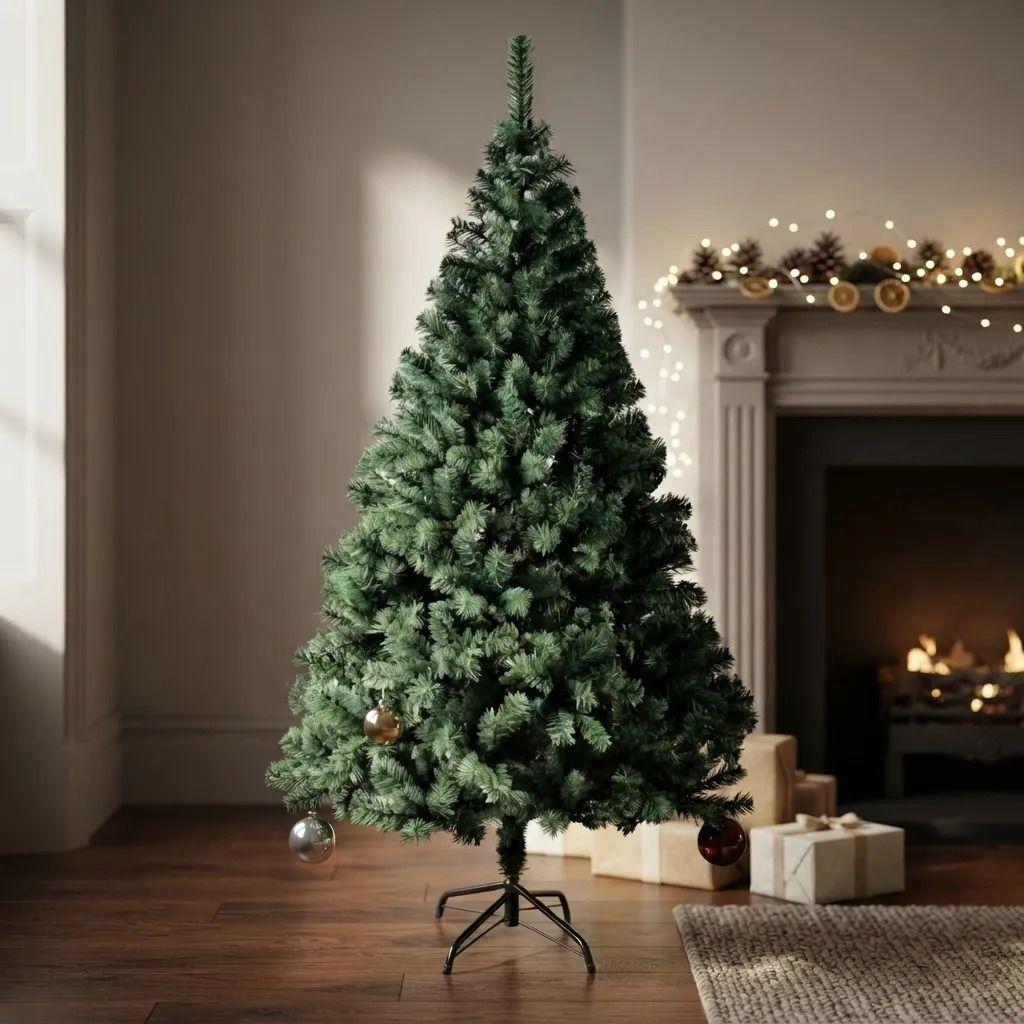 Arbol De Navidad Frondoso Artificial Verde 180 Cm Con Base Verde-0