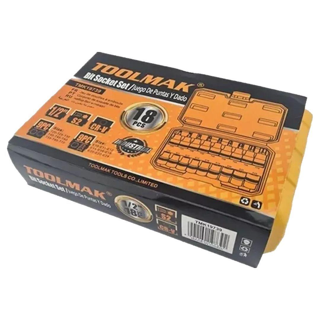 Kit Juego Dados Torx Estrella 1/2 Macho Hembra 18 Piezas Tmk-2