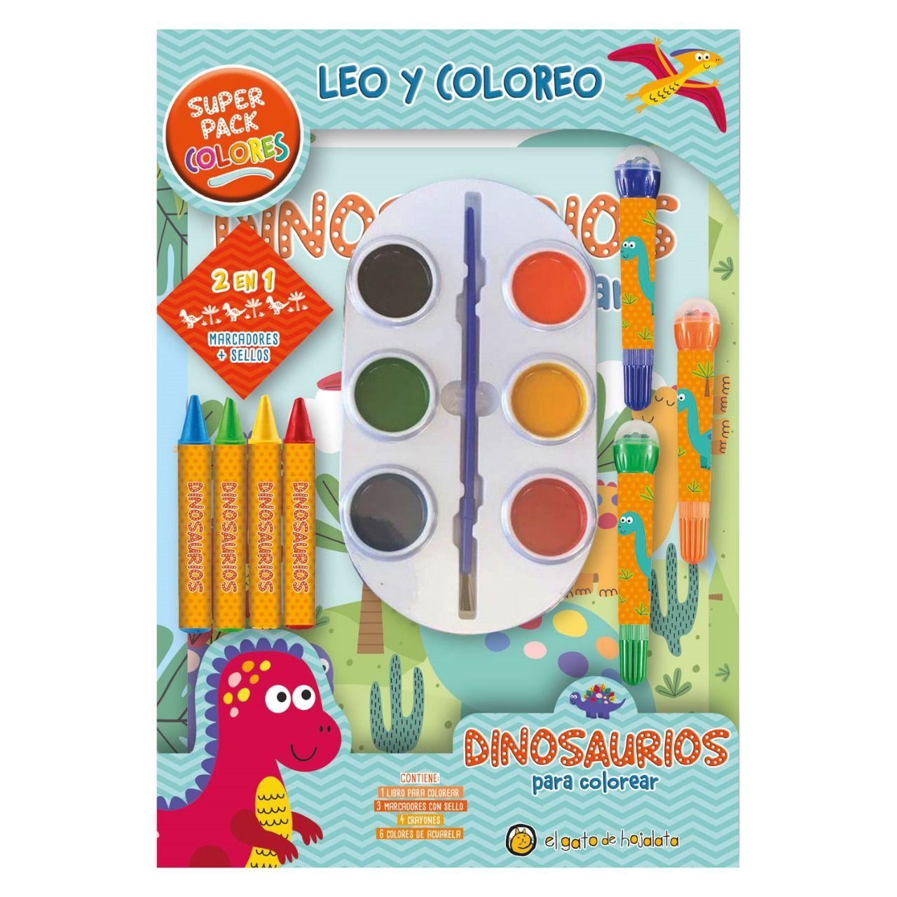 Libro Leo Y Coloreo Superpack - Dinosaurios Editorial Guadal-0