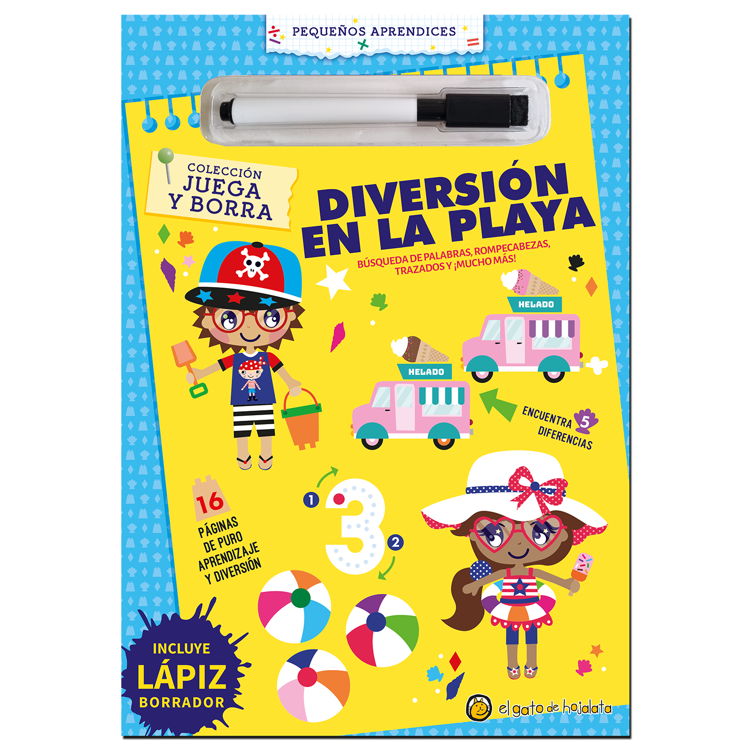 LIBRO DIVERSION EN LA PLAYA-JUEGA Y BORRA-0