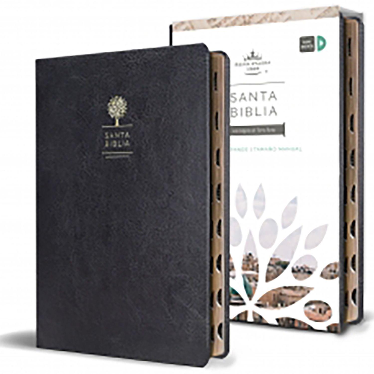Libro Biblia Reina Valera 1960 letra grande.Símil piel negro-0