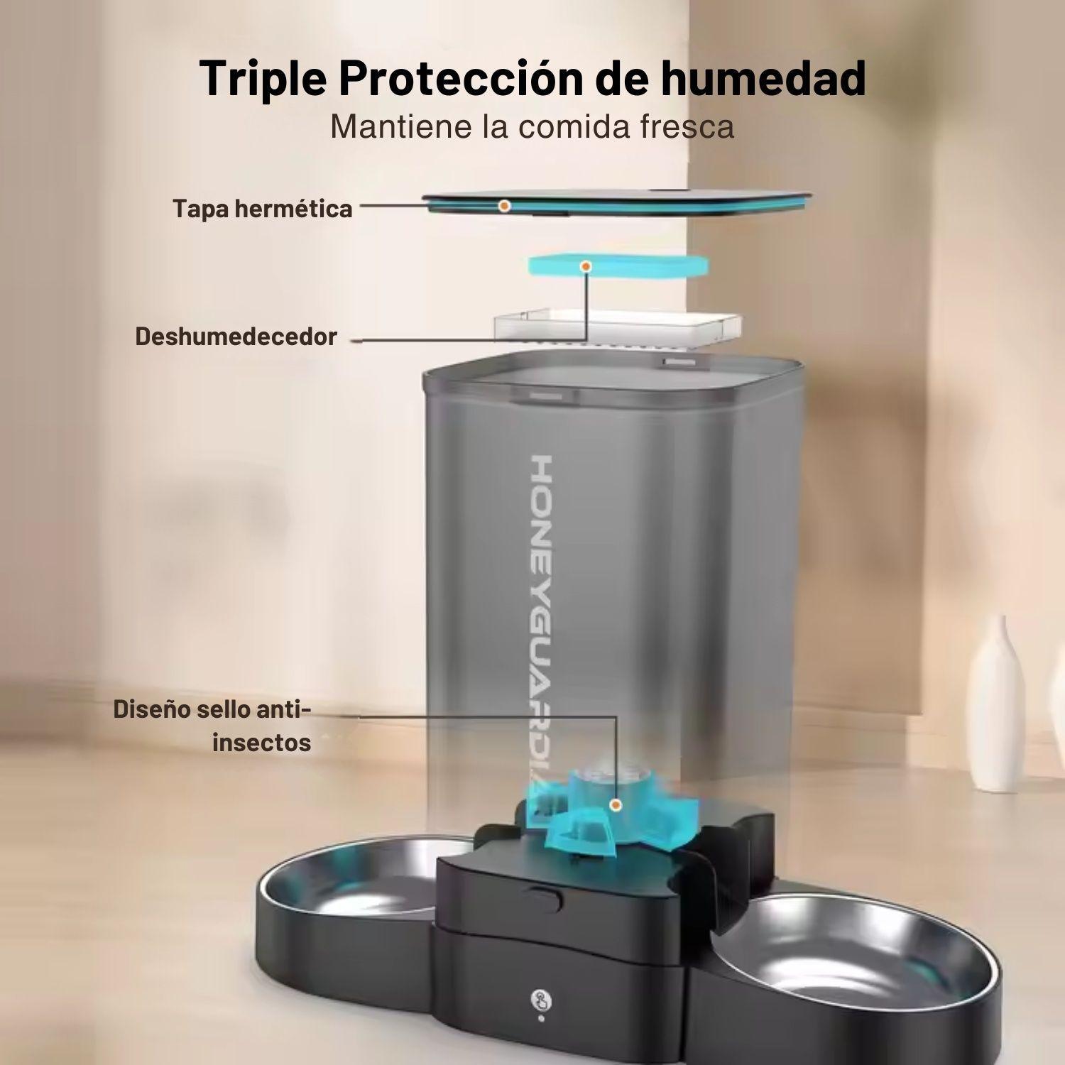 Dispensador Automático Comida Gato Wifi Doble Plato 5L-2