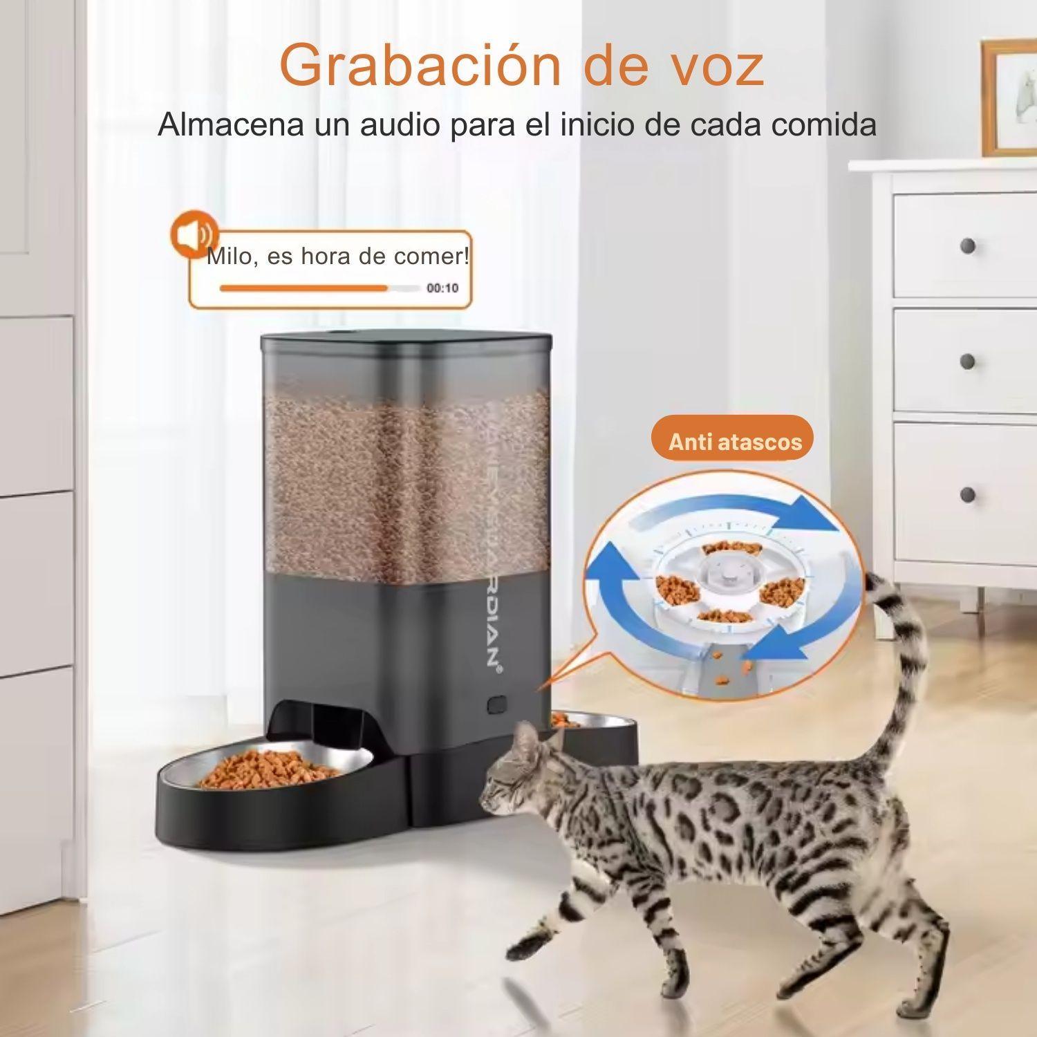 Dispensador Automático Comida Gato Wifi Doble Plato 5L-5
