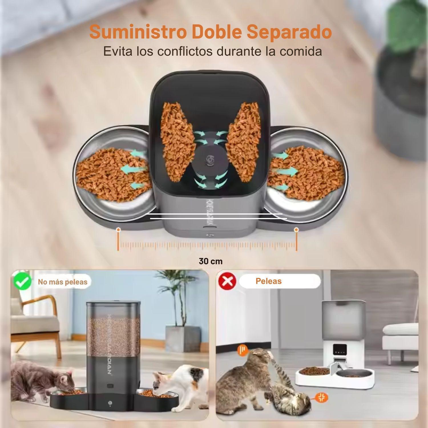 Dispensador Automático Comida Gato Wifi Doble Plato 5L-6