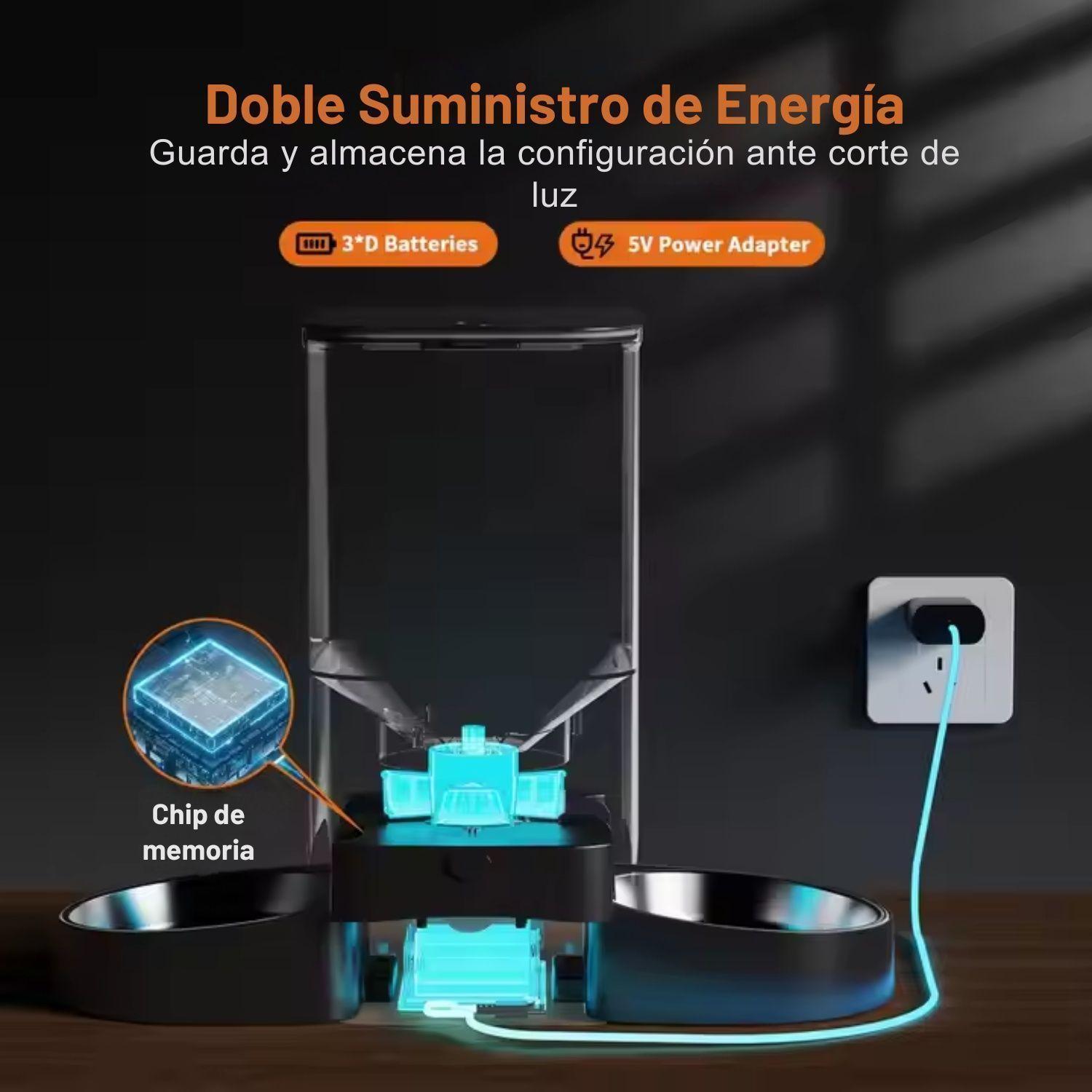 Dispensador Automático Comida Gato Wifi Doble Plato 5L-3