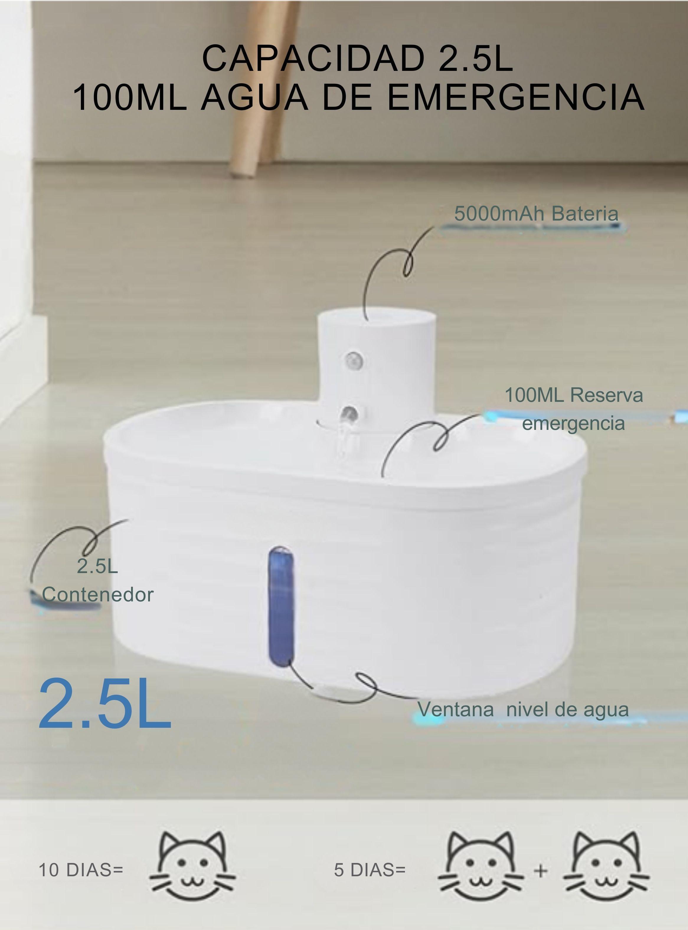 Bebedero Inalámbrico Sensor Movimiento Gatos 2,5 L + 3 Filtros-5