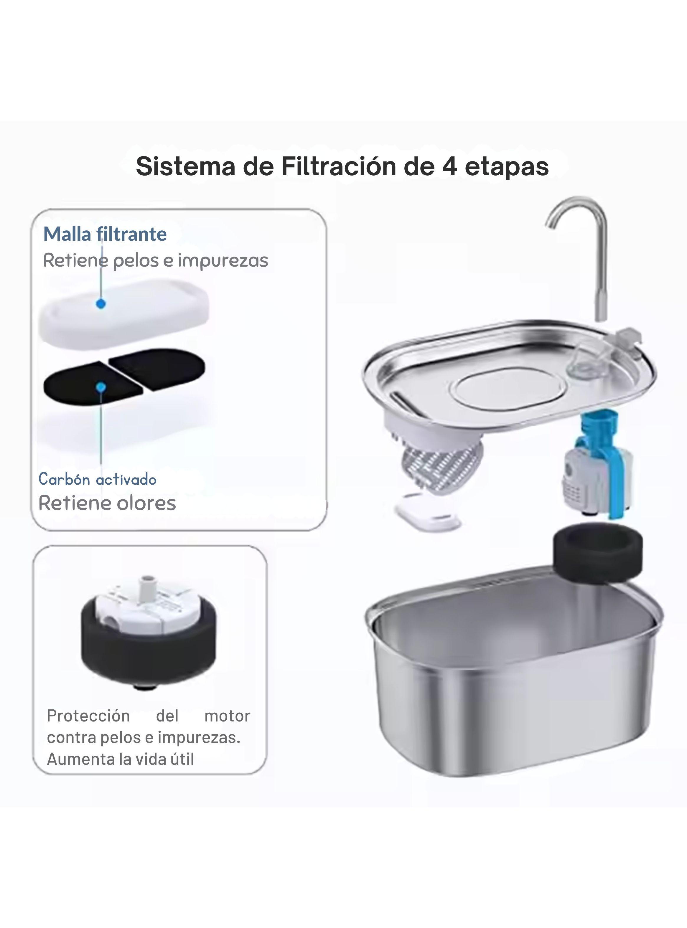 Bebedero Inox Gatos Llave Ovalado Silencioso 3.2 L-3