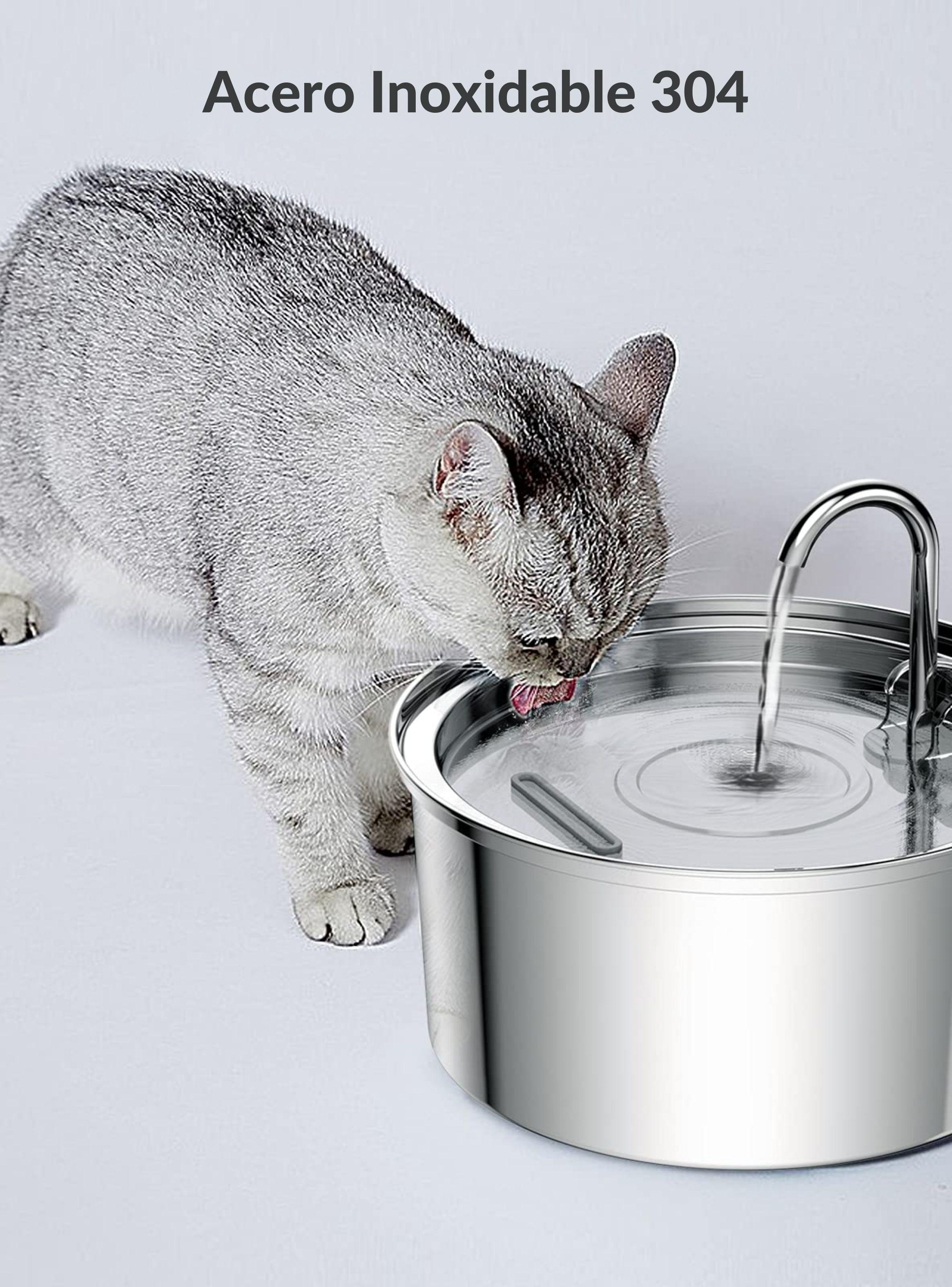 Bebedero Gato Acero Inox Llave Silenciosa + 4 filtros-3