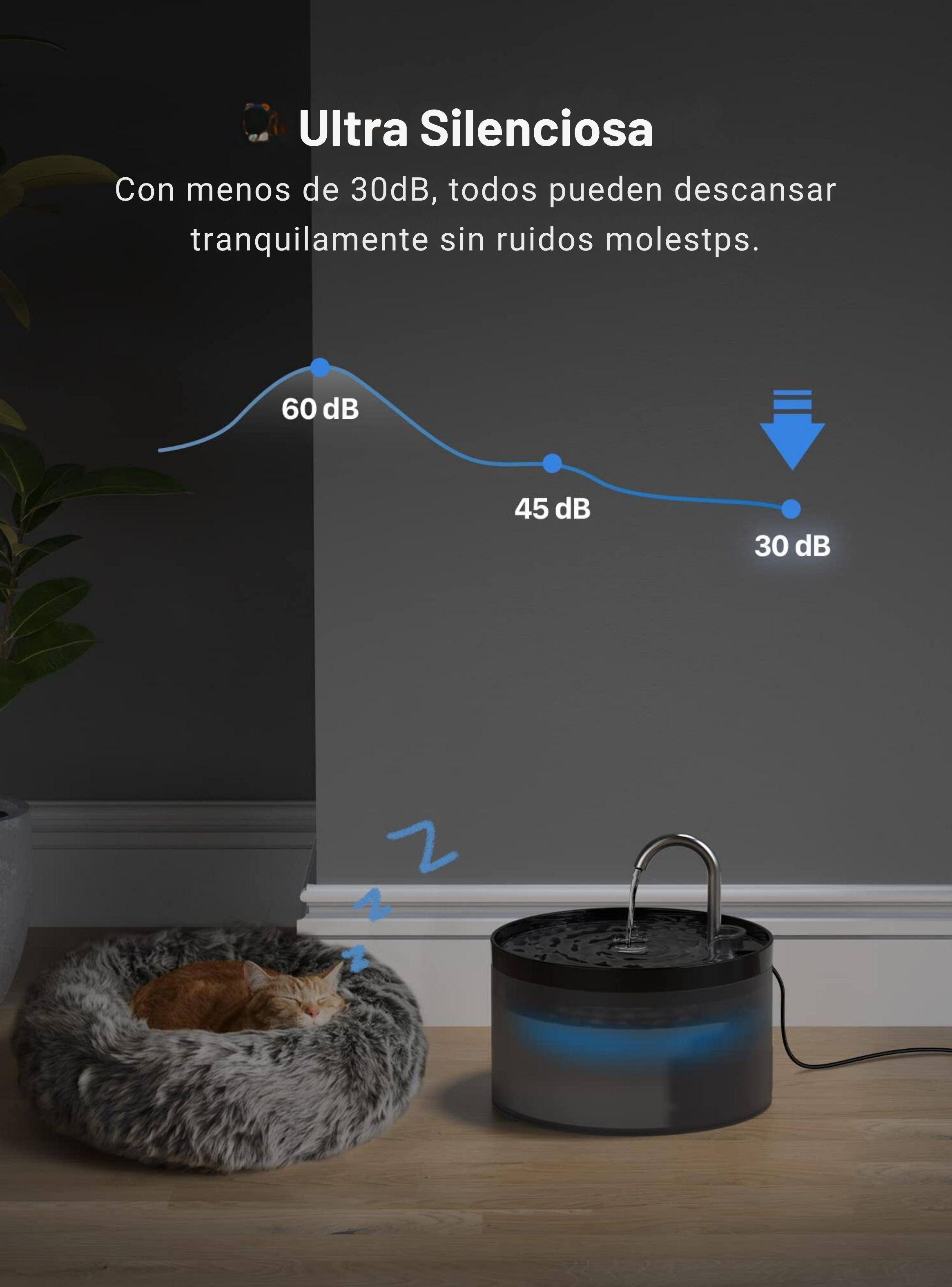 Bebedero Automático Silencioso Gato Llave Negro 2,2 L-5
