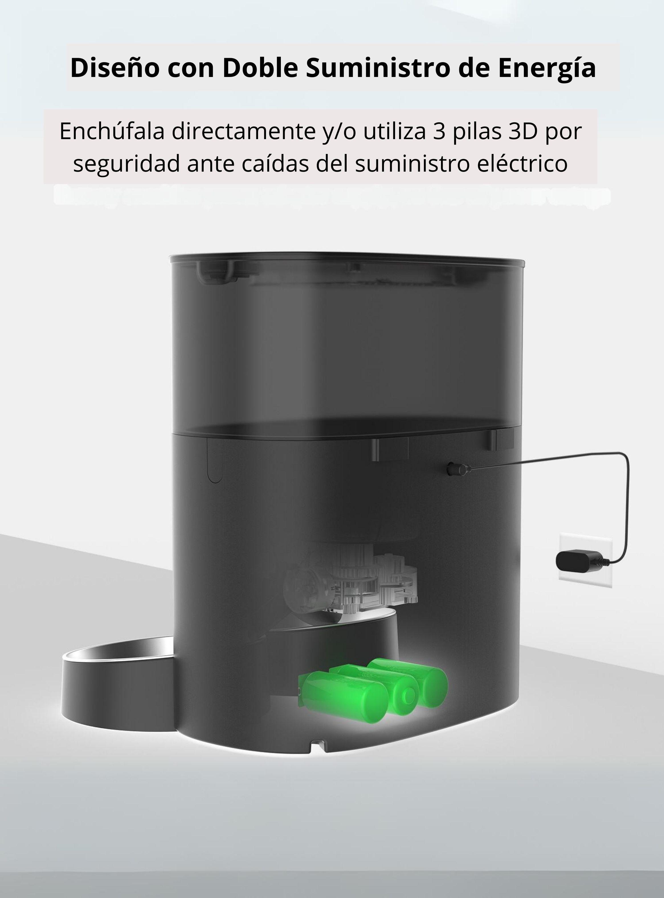 Dispensador Automático Comida Gato Wifi Doble Plato 5.6 L-2