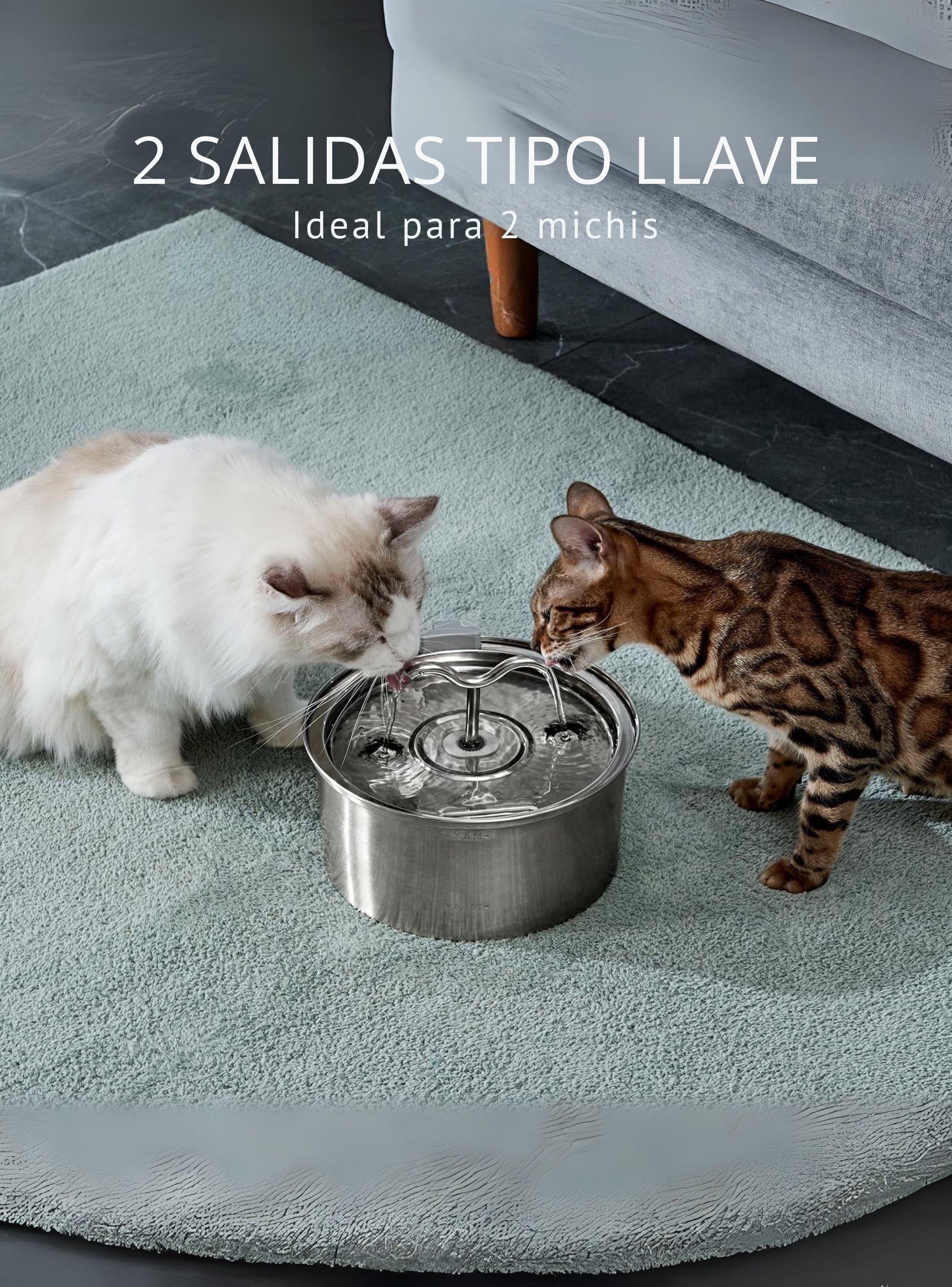 Bebedero Gato Automático Acero Inox Llave Silenciosa 2 salidas-7