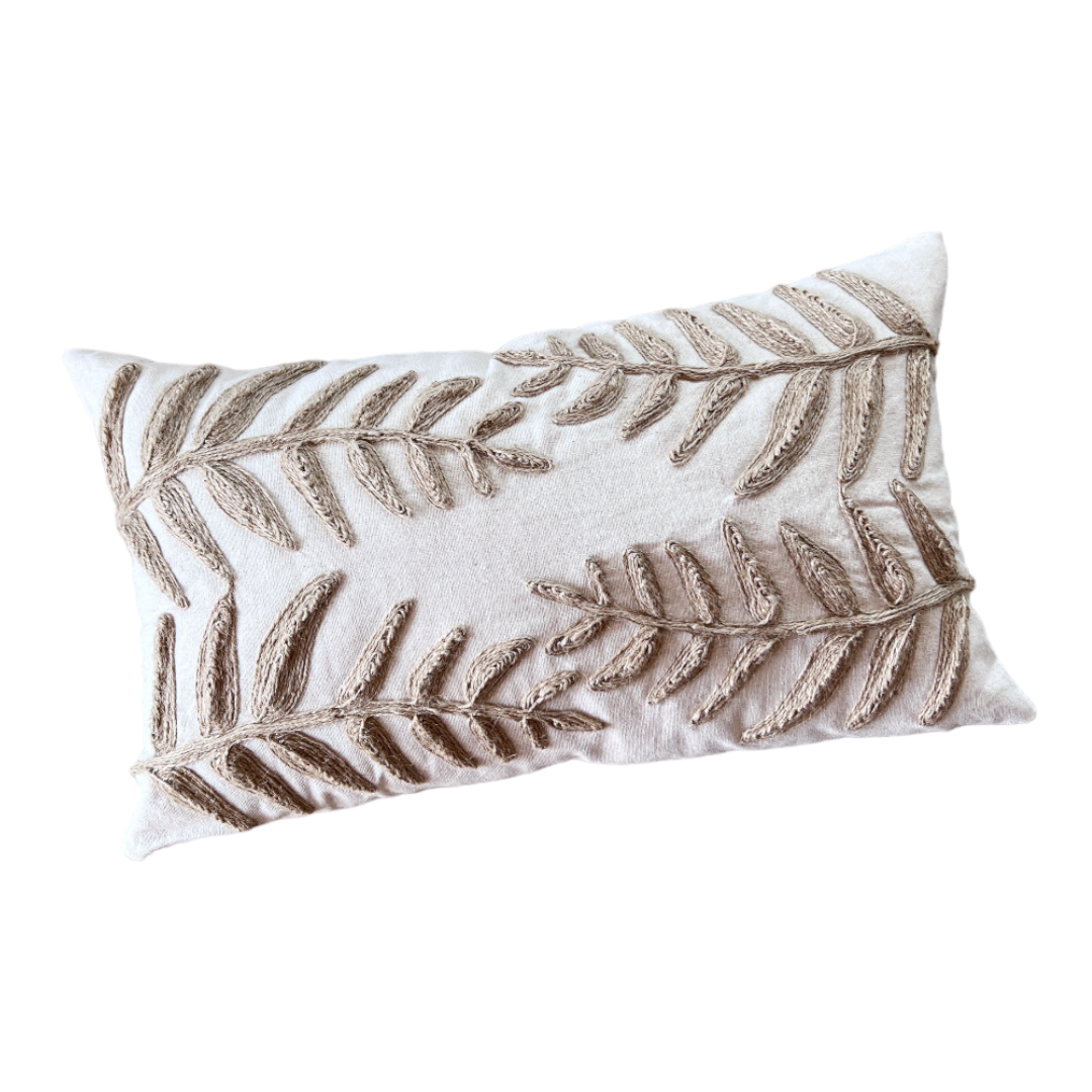 Funda de Cojín Natural Rústico Arpillera Yute Hoja Alargada Rectangular-0