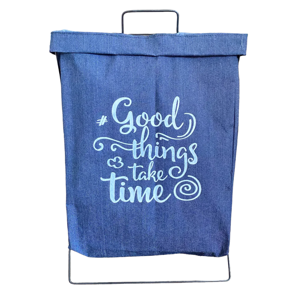 Canasto Estructura Metálica Demin Good Things Take Time-2