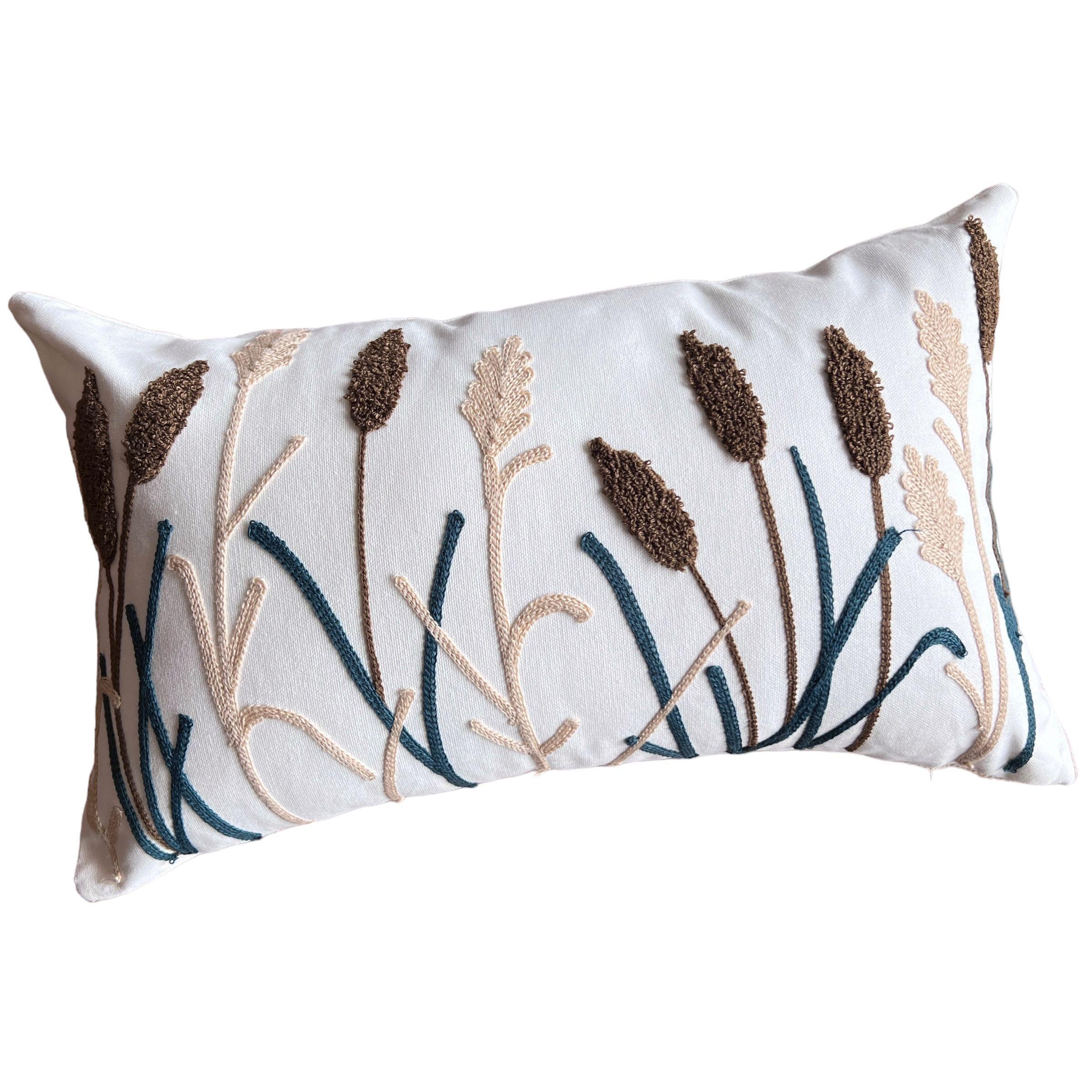 Funda de Cojín Bordado Espiga Rectangular-0
