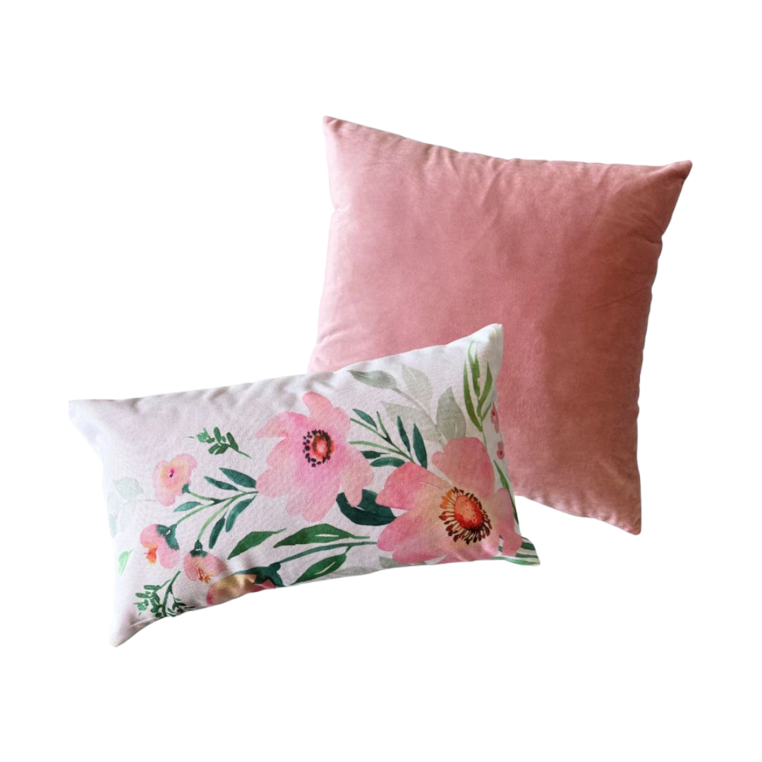 COMBO PALO ROSA Y ESTAMPADA FLORES RECTANGULAR X2-0