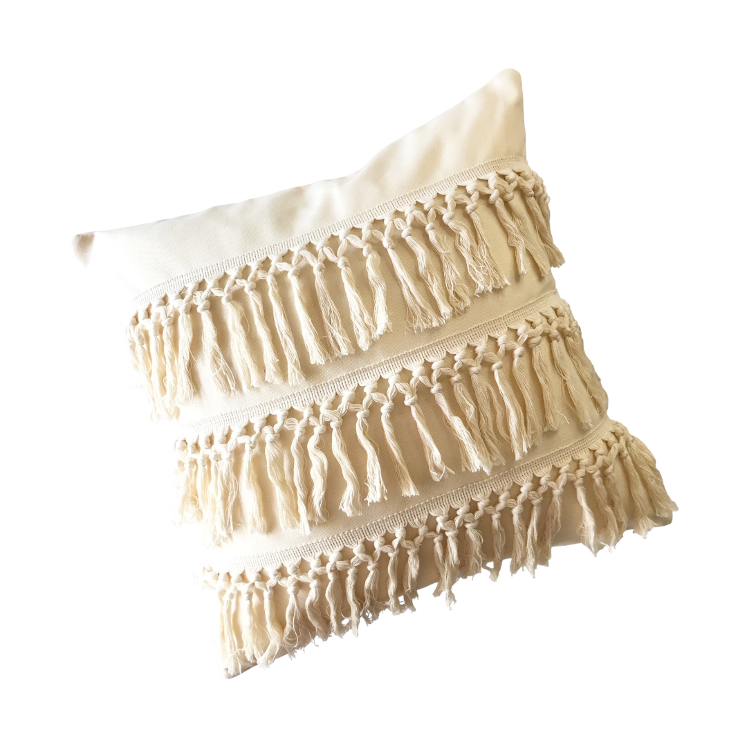 Funda Cojín Boho Tipo Macrame Crudo Cuadrada-0