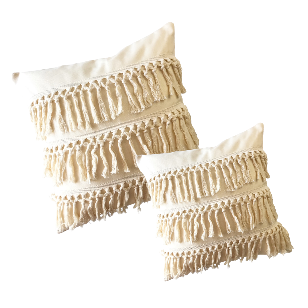Funda Cojín Boho Tipo Macrame Crudo Cuadrada-1
