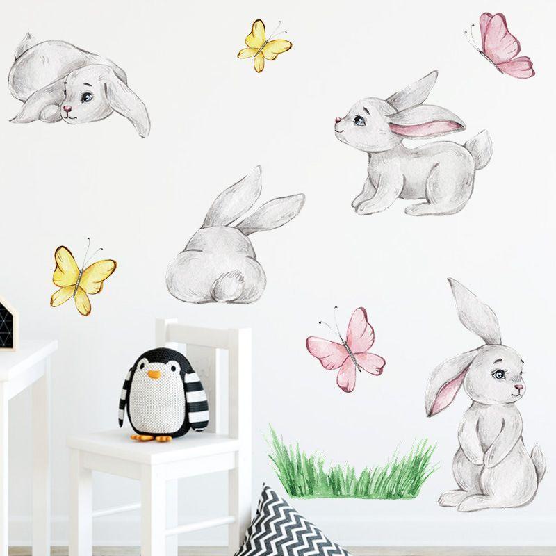 Preciosos conejos en acuarela  Vinilo sticker pared niña-6