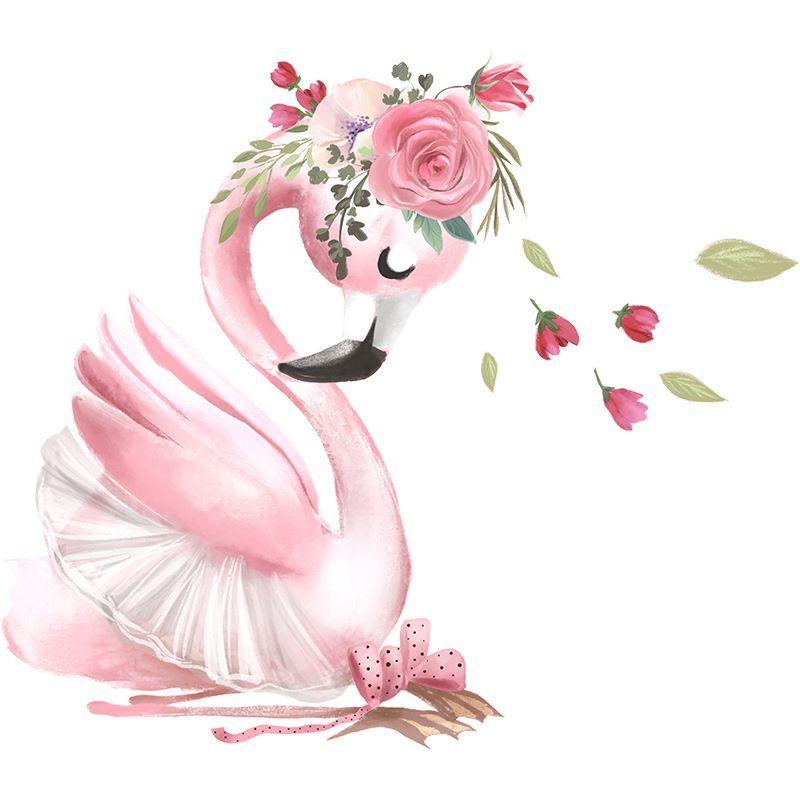 Vinilo sticker cisne rosado calcomonia pared-3