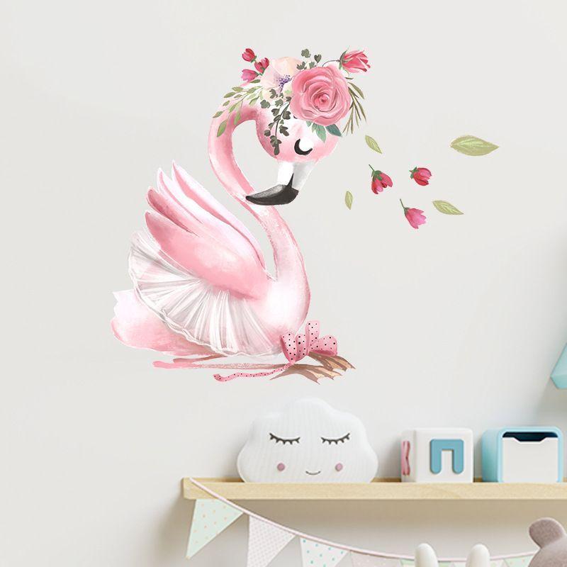 Vinilo sticker cisne rosado calcomonia pared-1