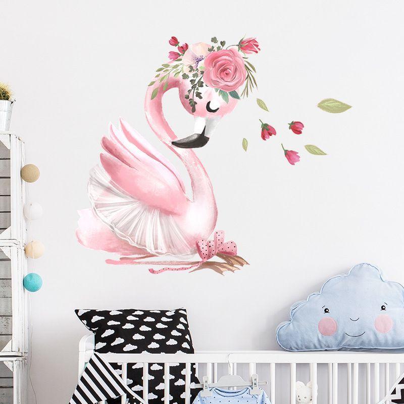 Vinilo sticker cisne rosado calcomonia pared-5