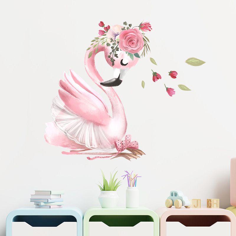 Vinilo sticker cisne rosado calcomonia pared-2