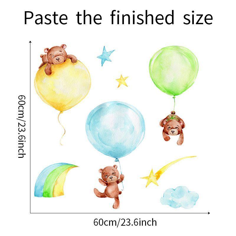 Osos y globos amarillos y verdes sticker vinilo pared calcomonia decoracion-4
