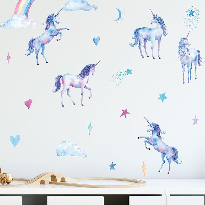 Sticker vinilo autoadhesivos murales unicornios decoracion niña-0