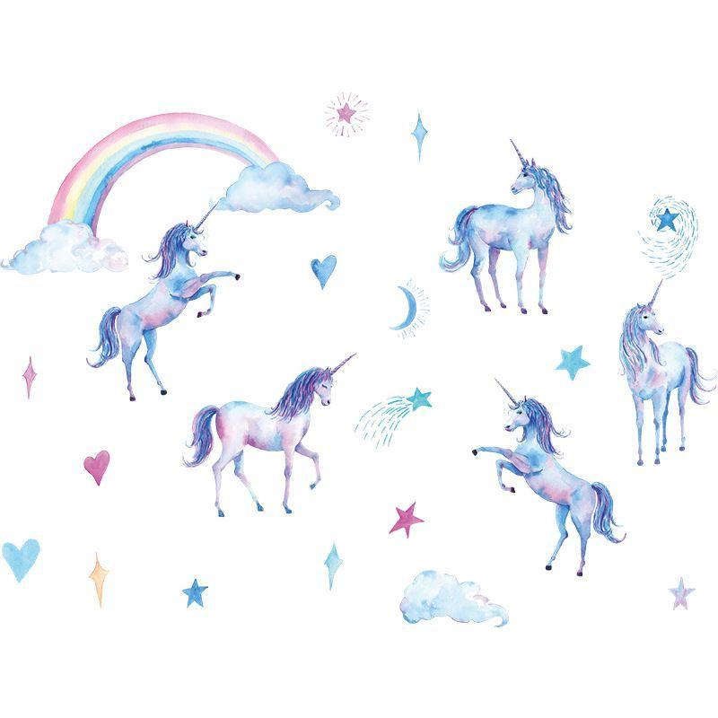 Sticker vinilo autoadhesivos murales unicornios decoracion niña-6