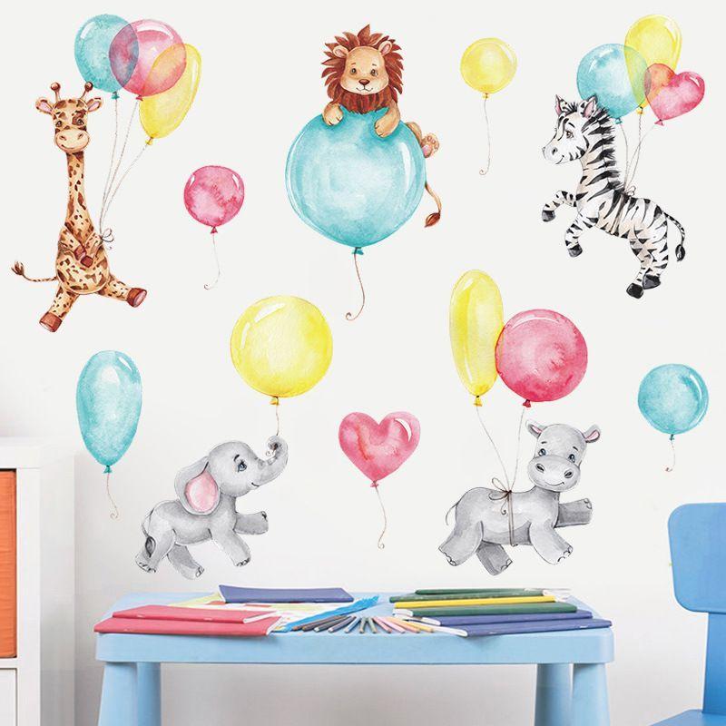Animales bebés y globos 90X30 cm Vinilo autoadhesivo mural sticker-5