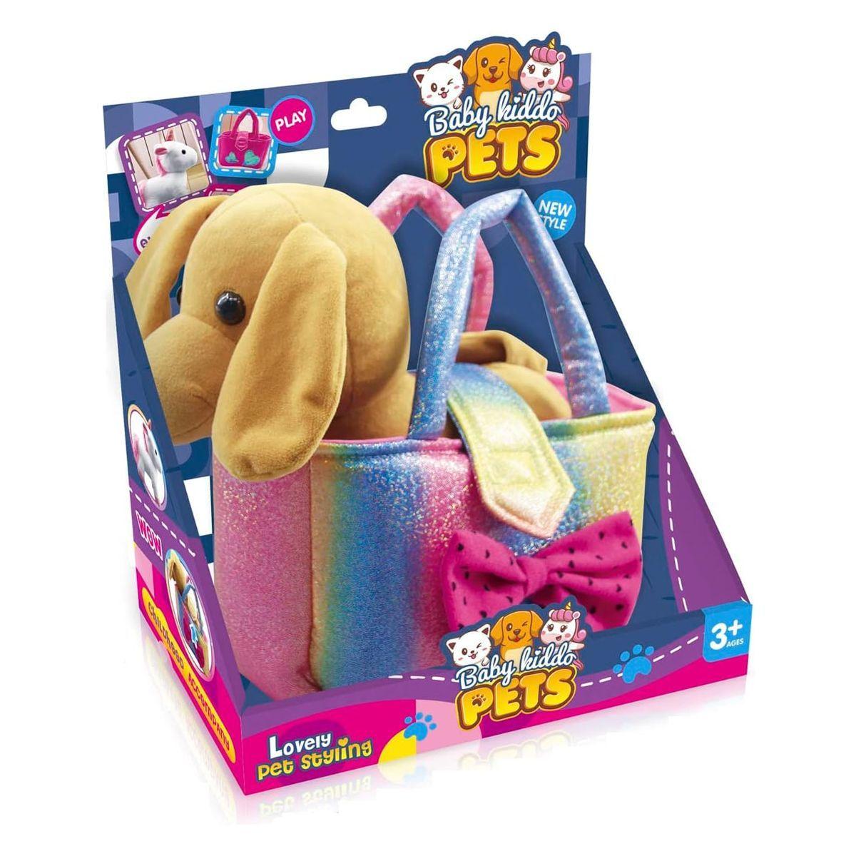 BABY HIDDO PETS - PERRO CAFE - BOLSO DE MANO - PELUCHE - EVER GROUP-0