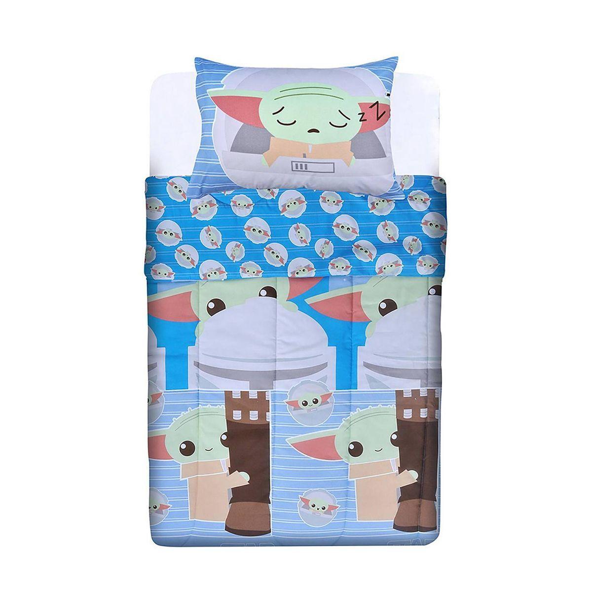 STAR WARS - BABY YODA - BLUE - PLUMON REVERSIBLE - 1.5 PLAZA - MANDALORIAN-2