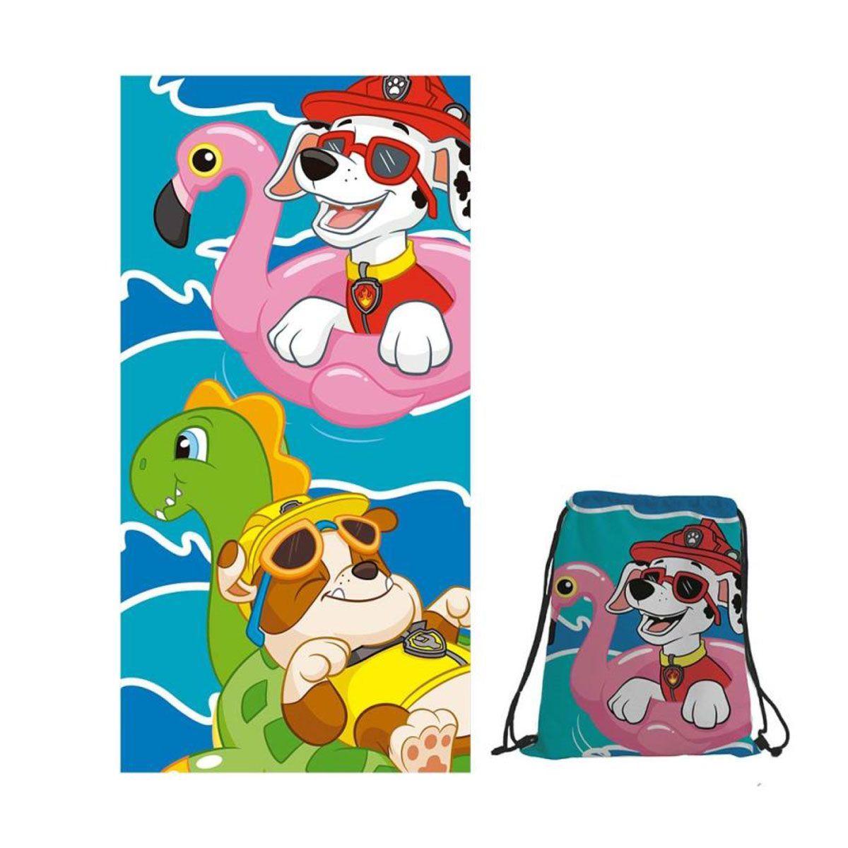 PAW PATROL - TOALLA PLAYA MICROFIBRA - BOLSO CORDEL - 70 X 140 CM - WINDSOR-0